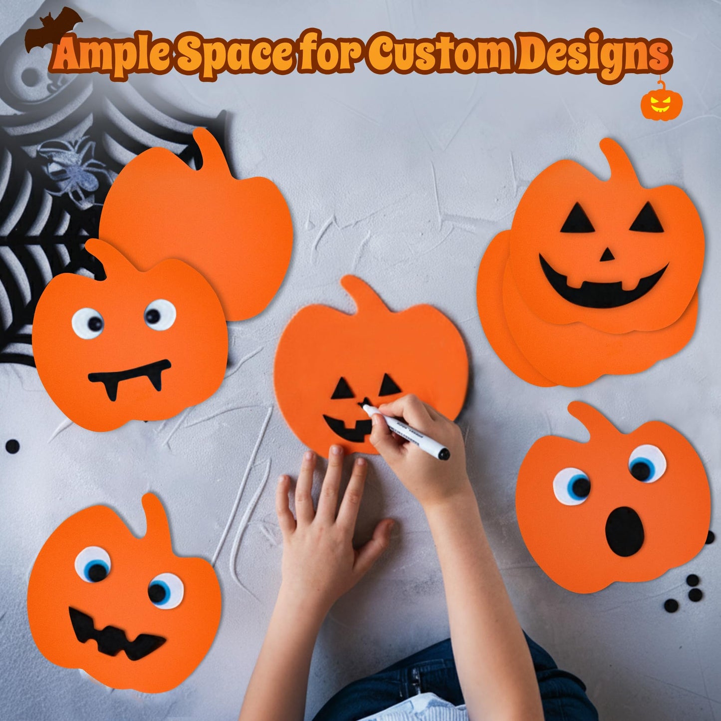 4E's Novelty Foam Pumpkins Craft (24 Pack) Large 8 Inch Foam Pumpkin Shapes Cutout Crafts for Kids Toddlers, Bulk Fall Halloween Craft Kits