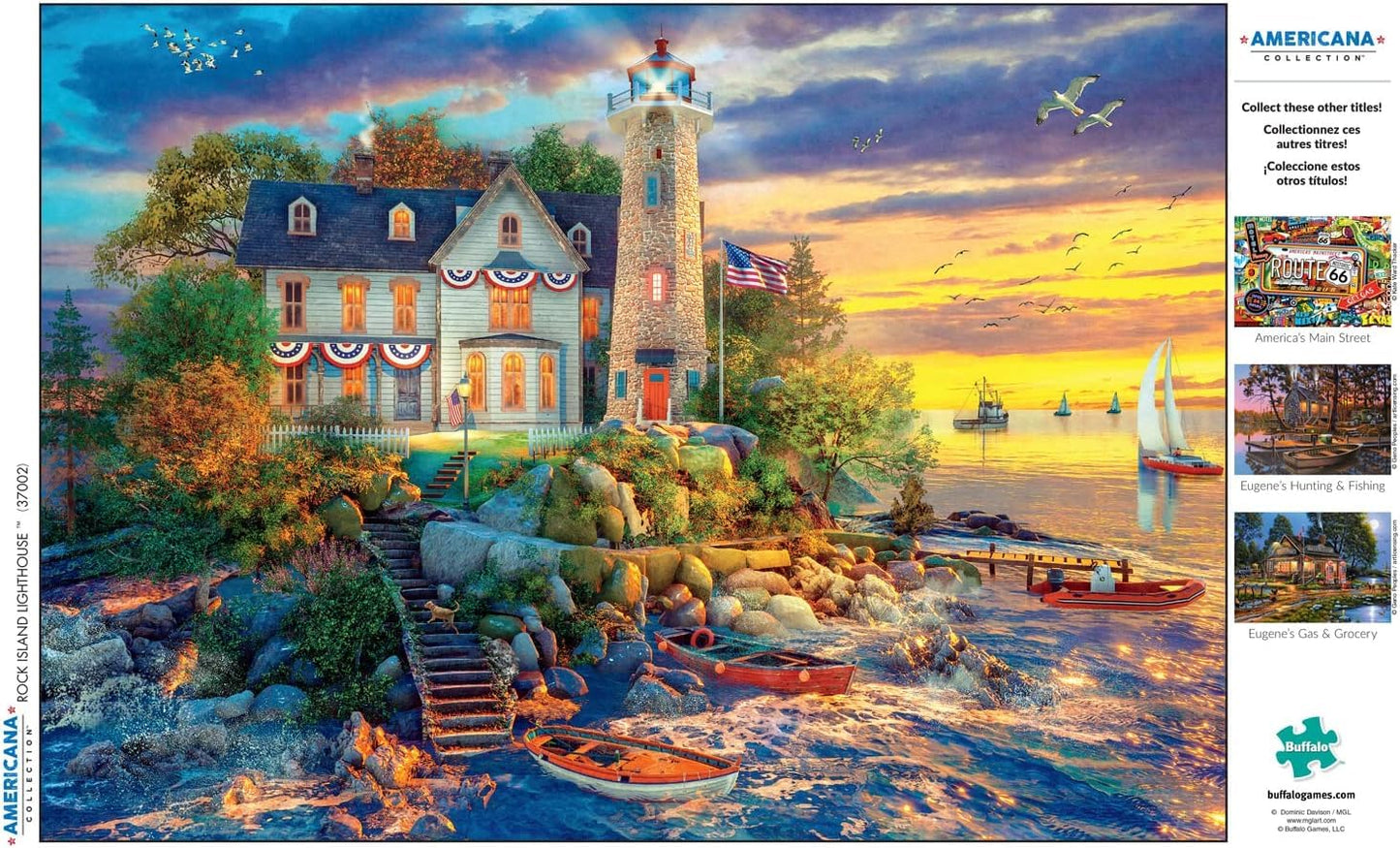 Buffalo Games - Dominic Davison - Rock Island Lighthouse - 500 Piece Jigsaw Puzzle for Adults -Challenging Puzzle Perfect for Game Nights - Finished