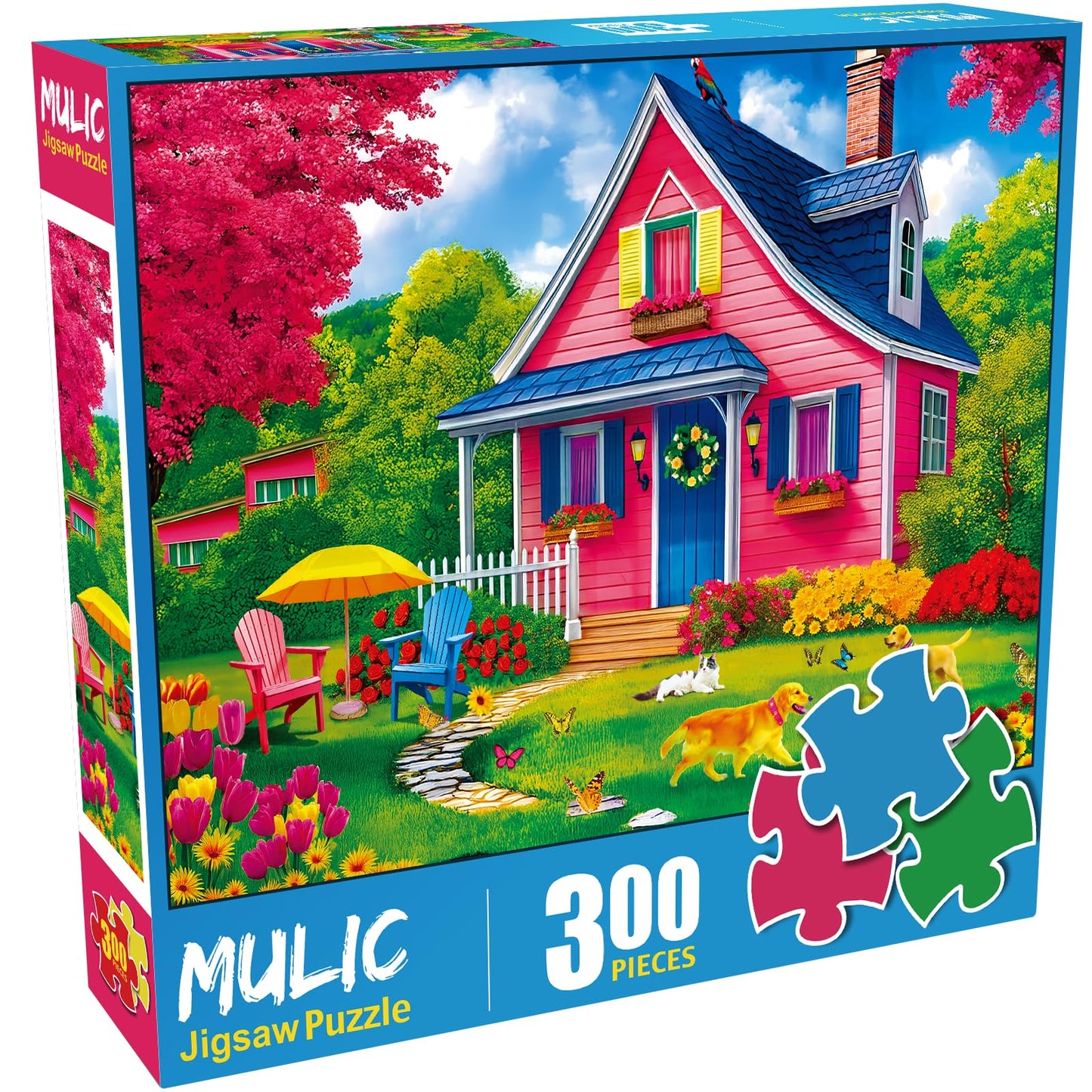 300 Piece Puzzles for Adults Kids - Jigsaw Puzzle - The Pink Courtyard House