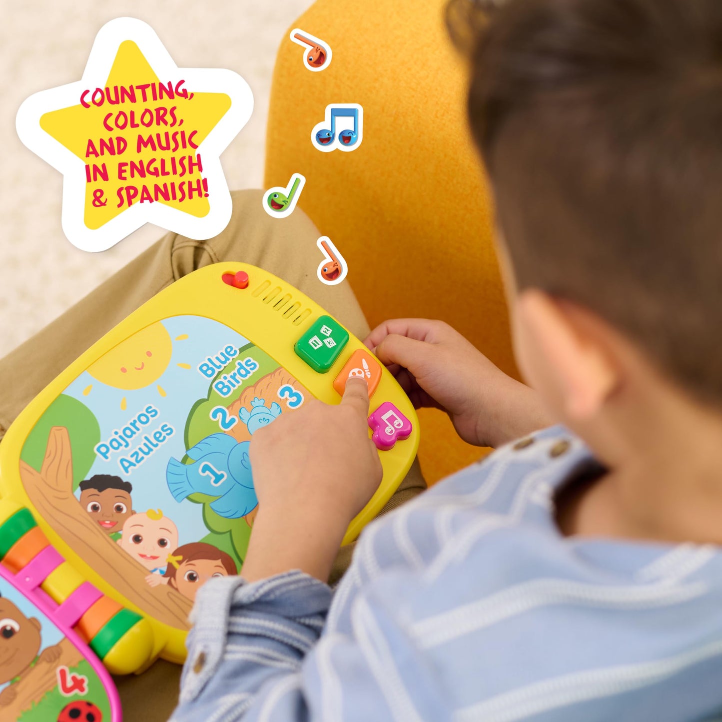 CoComelon Spanish Learning Book, 3 Interactive Modes, Over 50 Phrases and Songs, Counting, Colors, Kids Toys for Ages 18 Month by Just Play