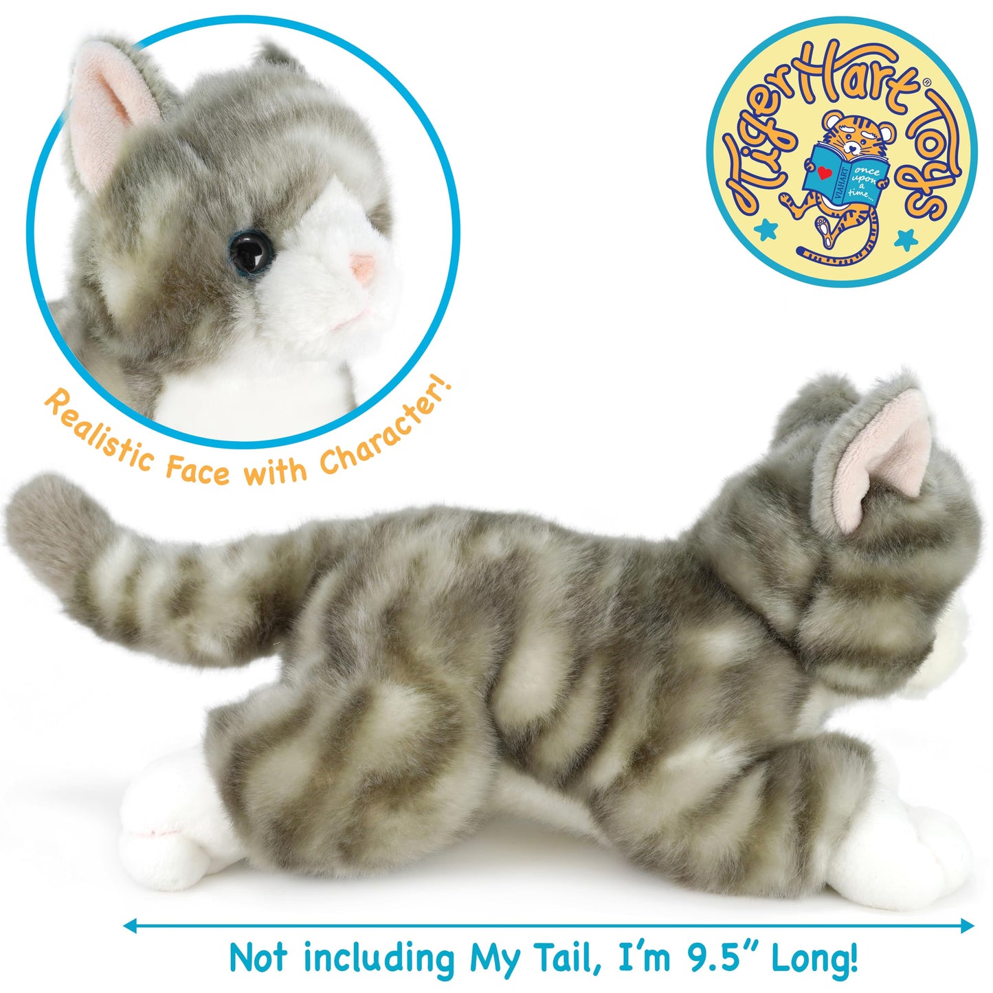 TigerHart Gavin The Grey Tabby Cat - 13 Inch Stuffed Animal Plush