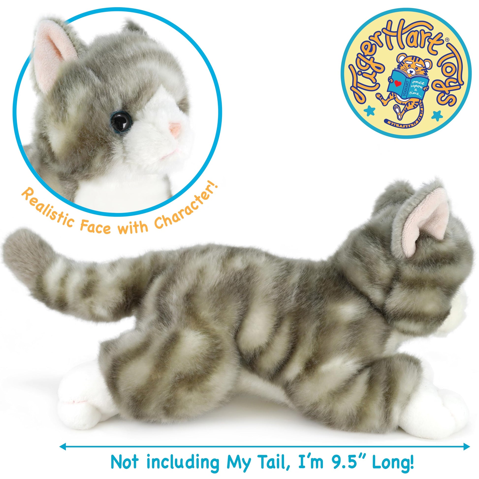 TigerHart Gavin The Grey Tabby Cat - 13 Inch Stuffed Animal Plush