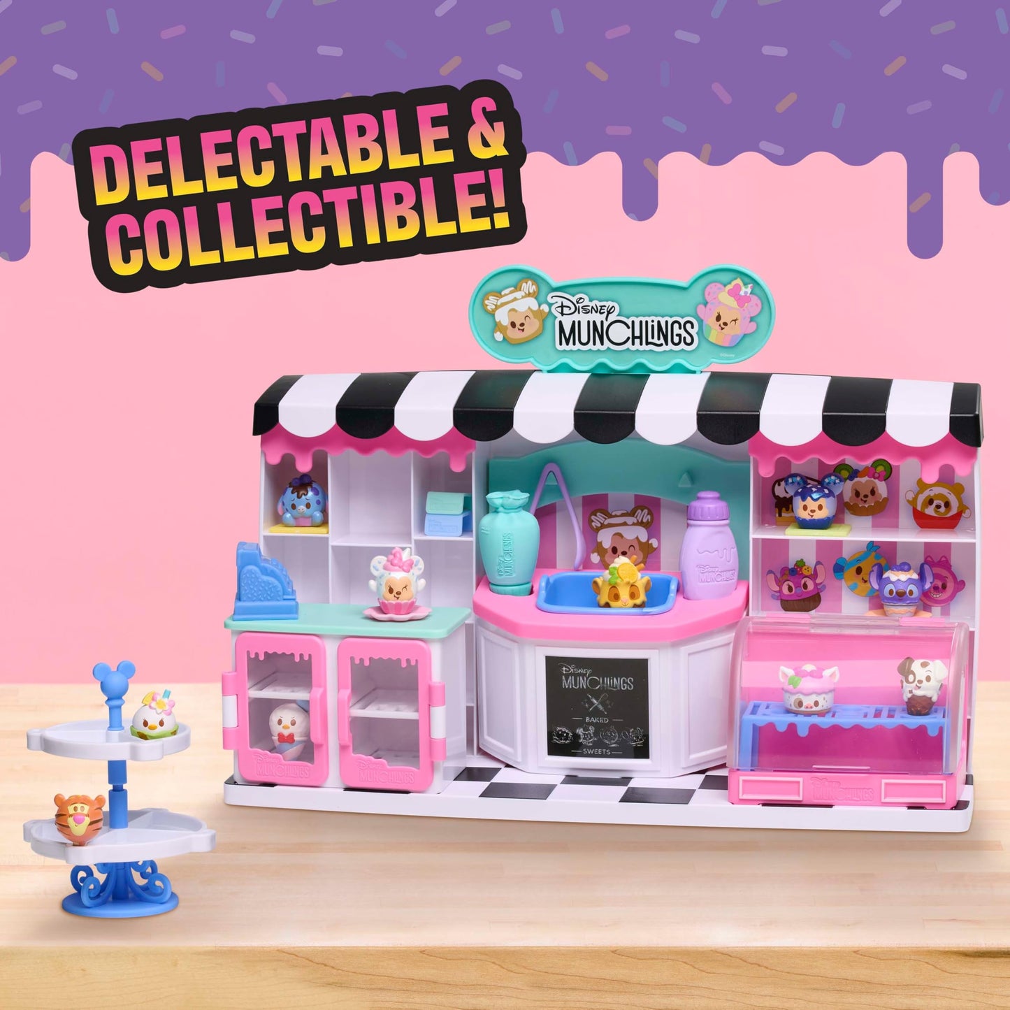 Disney Munchlings Mini Munch Bakery, 25-piece Color Change Figure Playset, 1-inch Collectible Scented Figurines, Kids Toys for Ages 3 Up by Just Play