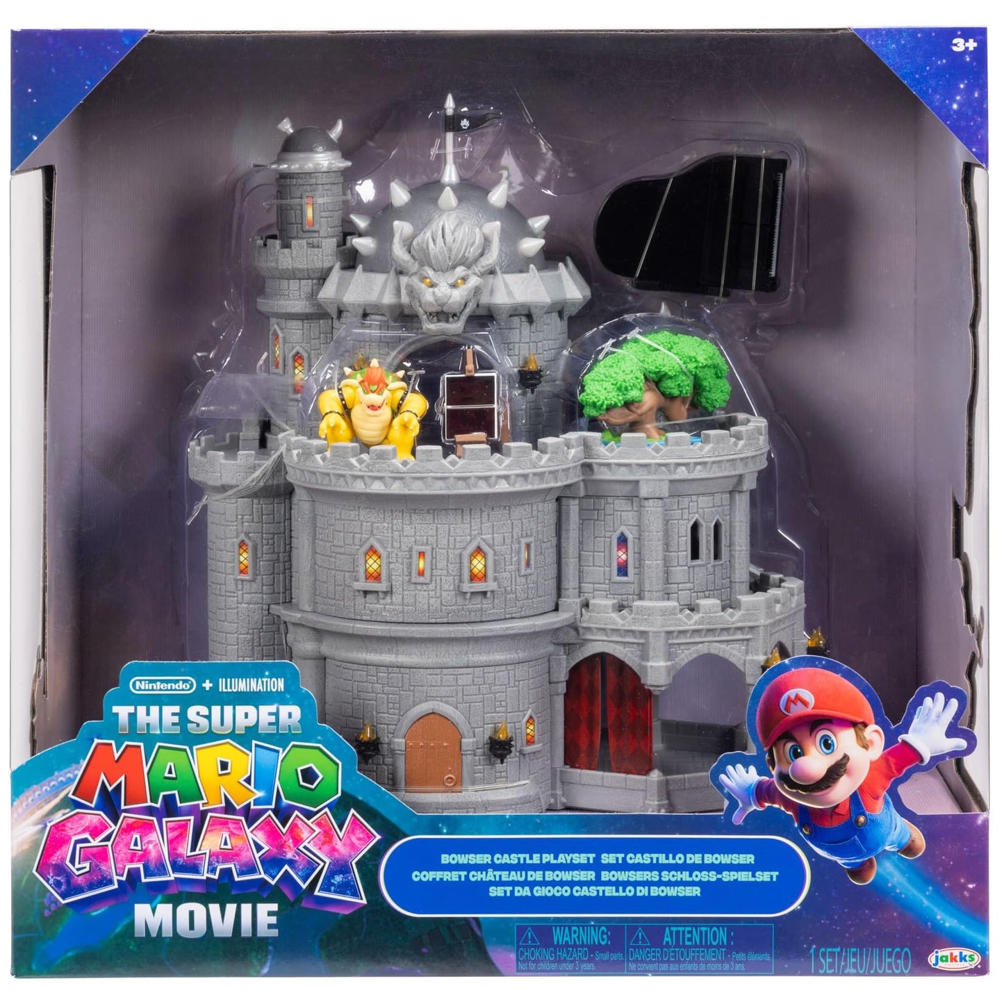 The Super Mario Galaxy Movie - 12" Deluxe Three-Story Bowser Castle Playset with 1.5” Bowser Figure, Piano, Bonsai Tree, Heat-Activated Paintings