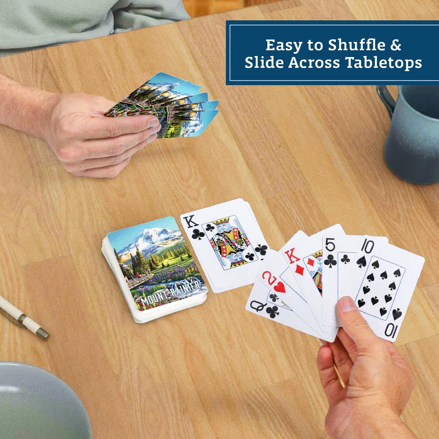 Boardwalk Puzzles Mount Rainier, Featherlight Unique Playing Cards, Fun Themed Deck for Home and Travel