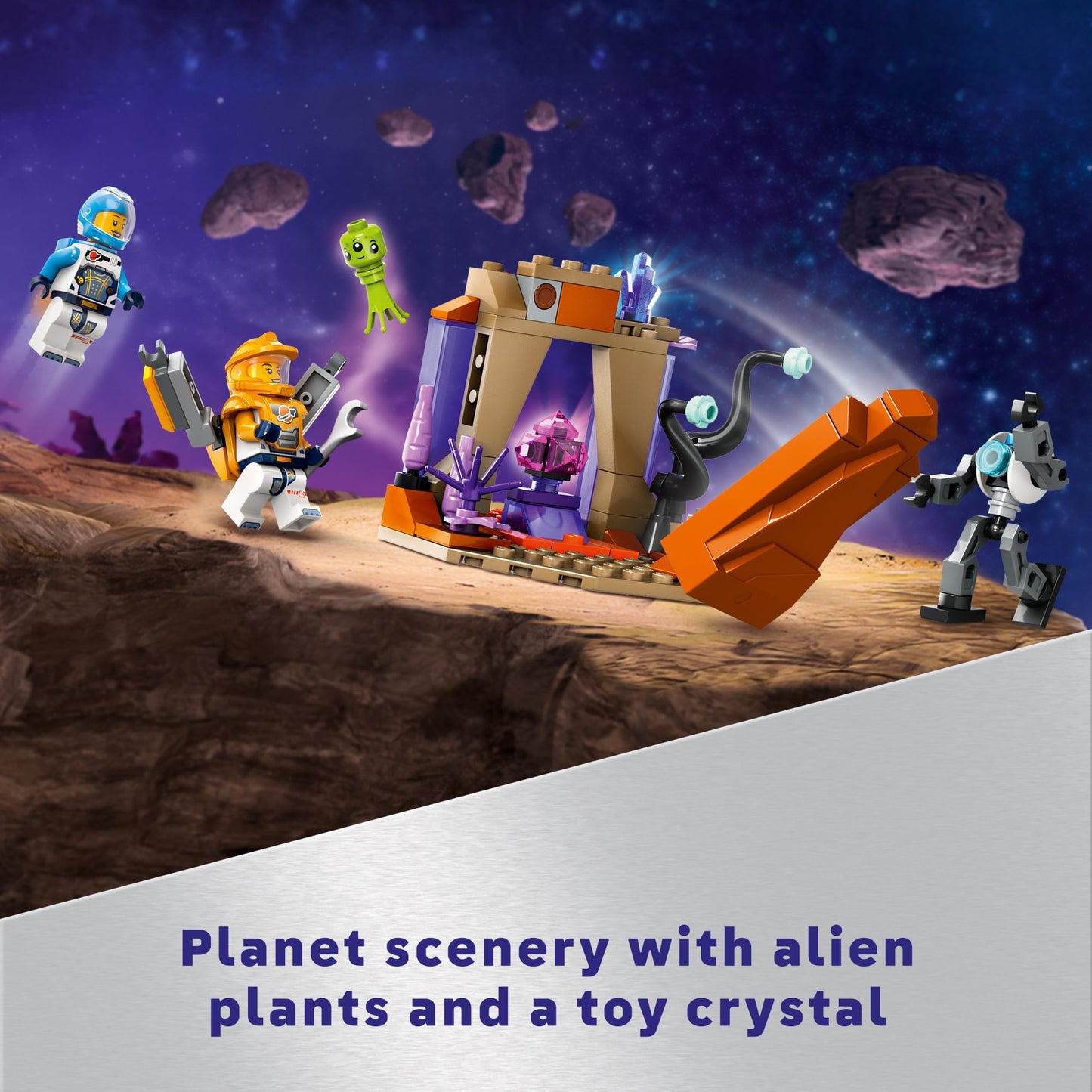 LEGO City Command Rover and Crane Loader Outer Space Toy Building Set, 4 Astronaut Toy Minifigures, Space Robot, 2 Alien Action Figures, Gift for 7