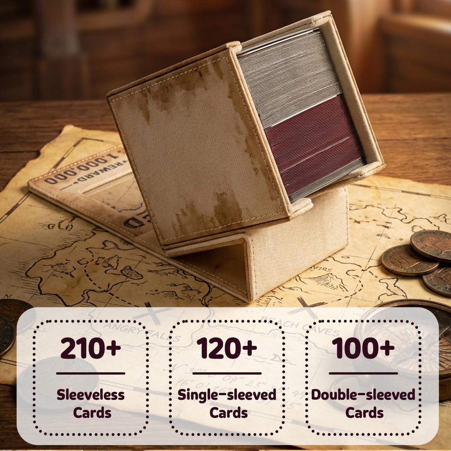 Venssu Wanted Poster Themed Deck Box with Commander Display, MTG Card Deck Case Fit 120 Single Sleeved Cards, PU Leather Magnetic Card Storage Box