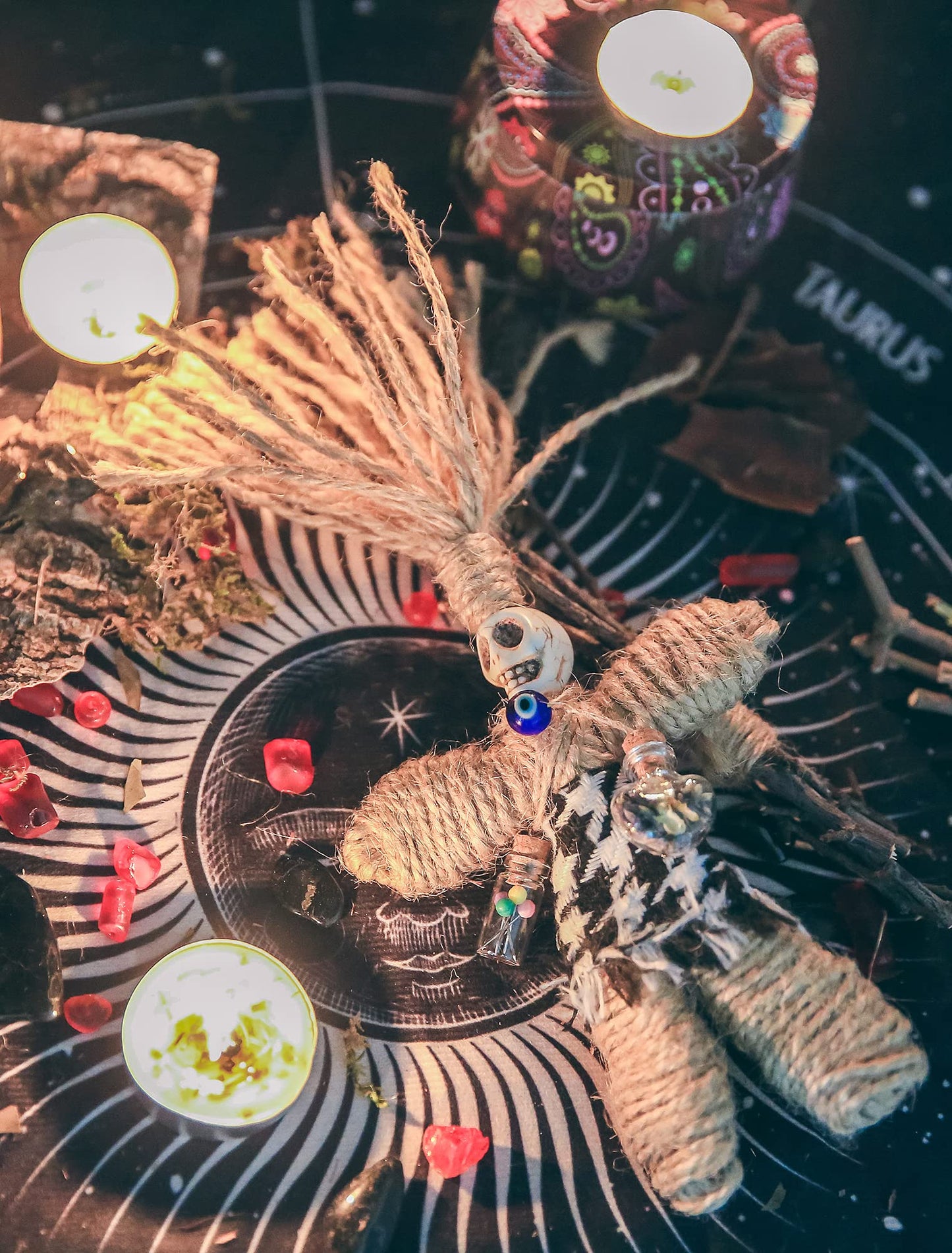 Nosadi Voodoo Doll Real Handmade Creepy Dolls Set Horror Voodoo Supplies Skull Witches Poppet for Halloween Birthday Christmas Party Gift Decoration