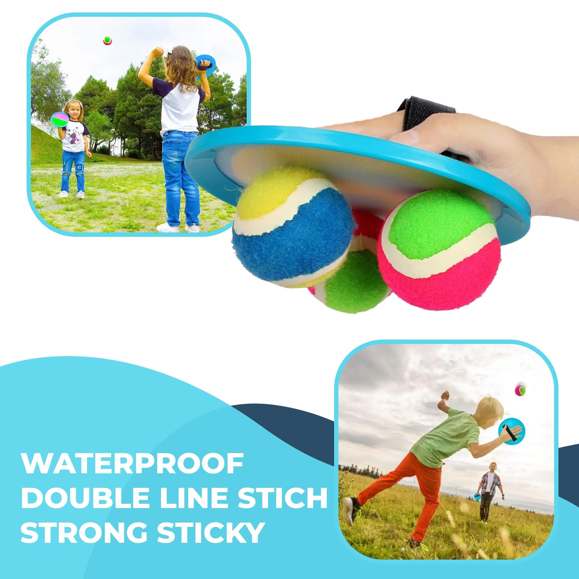 ARS Sports Kids Toys Toss and Catch Ball Game Set, Classic Outdoor Games with 4 Paddles 4 Balls and 1 Storage Bag, Beach Games, Yard Games, Kids