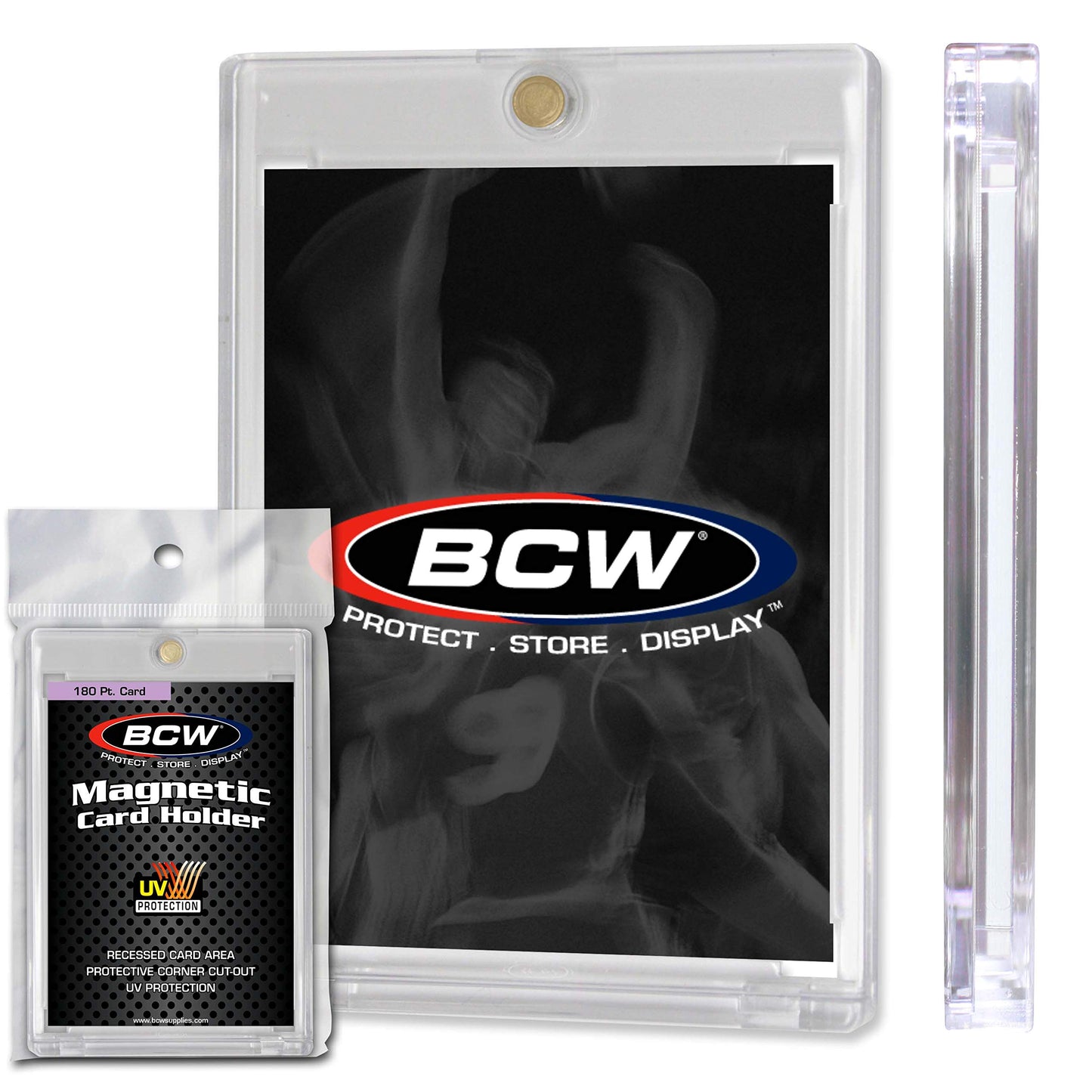 BCW Magnetic Card Holder -180 PT Thickness - 3 Pack | Protective Display Card Case with Secure Gold Magnet Closure | UV Protection, Quick Access
