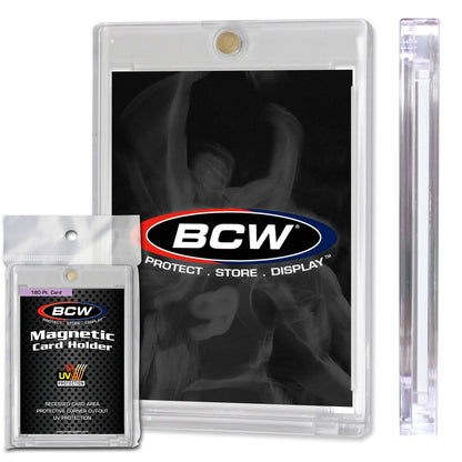 BCW Magnetic Card Holder -180 PT Thickness - 3 Pack | Protective Display Card Case with Secure Gold Magnet Closure | UV Protection, Quick Access