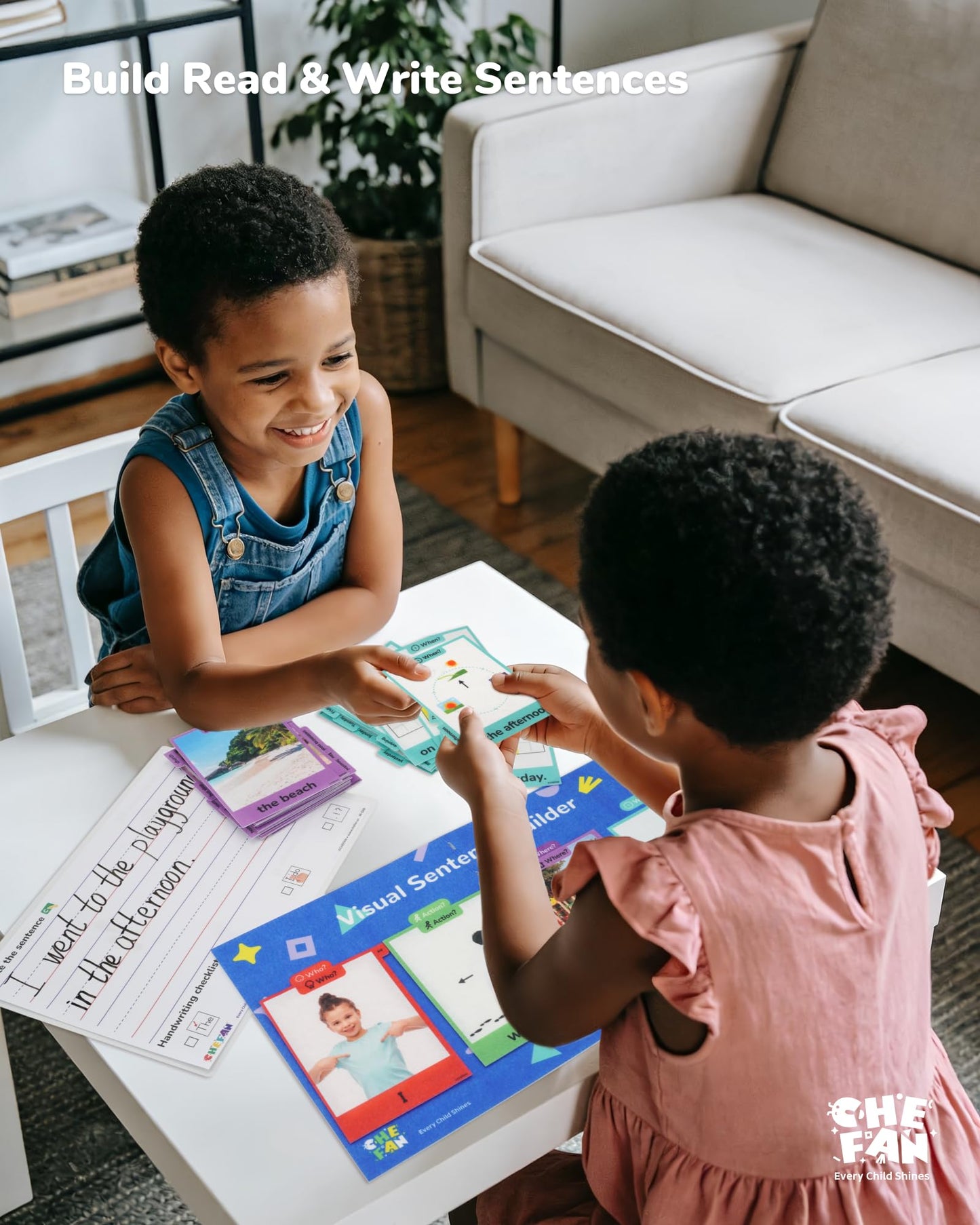 CHEFAN Sentence Building Kit for Kids, Sight Words Flash Cards & Word Cards for Early Reading, Writing Practice and Word Games, Learning Toys