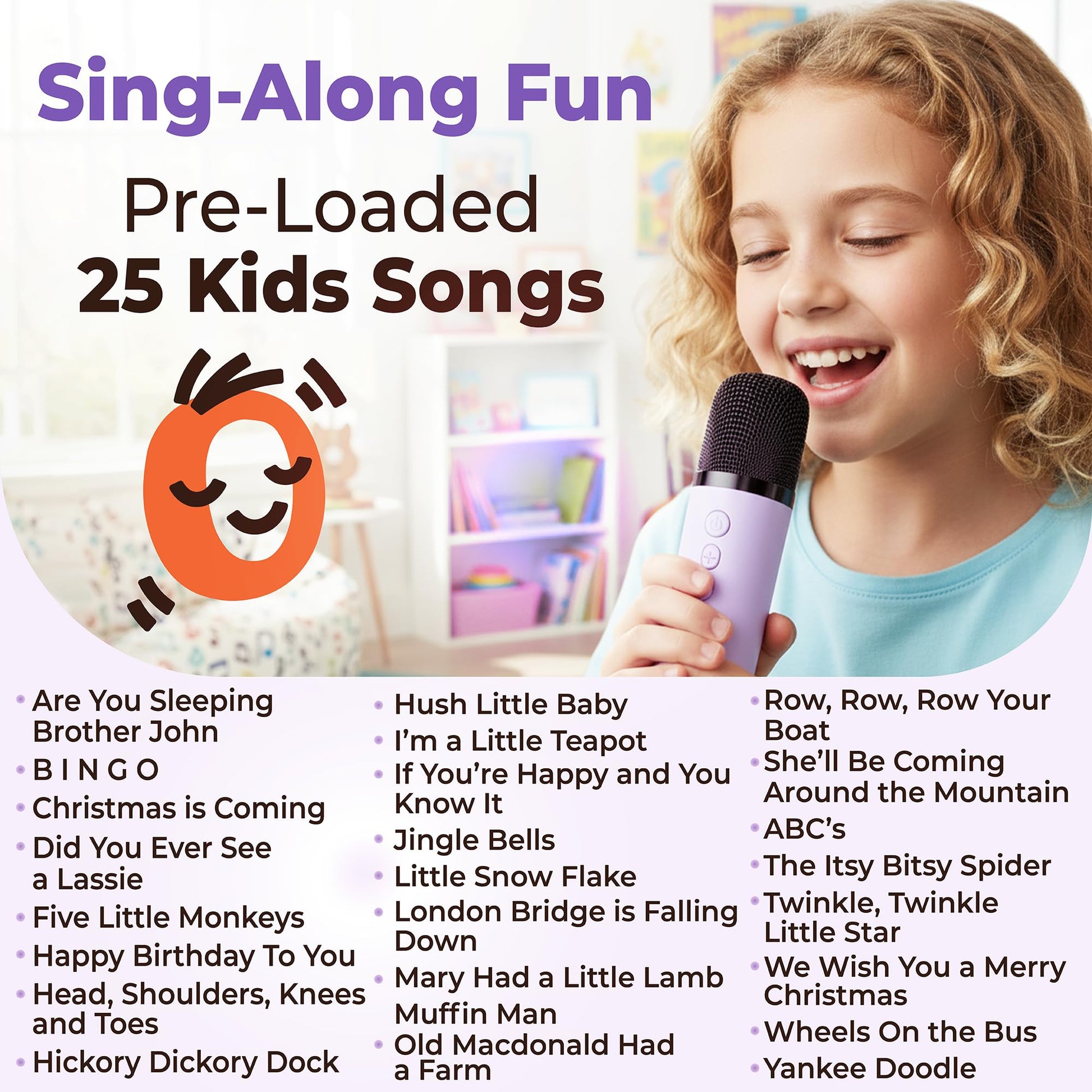 Two3Sevens Mini Karaoke Machine for Kids | Pre-Loaded 25 Kids Songs | Bluetooth Speaker, 2 Wireless Microphones | Ages 3, 4, 5, 6, 7+ Year Old
