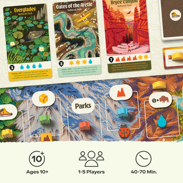 Keymaster Games Parks Base Camp | Beautiful Strategy Game for Families, Adults or Solo | Best Board Game for Nature, Outdoors, and Hiking | The US