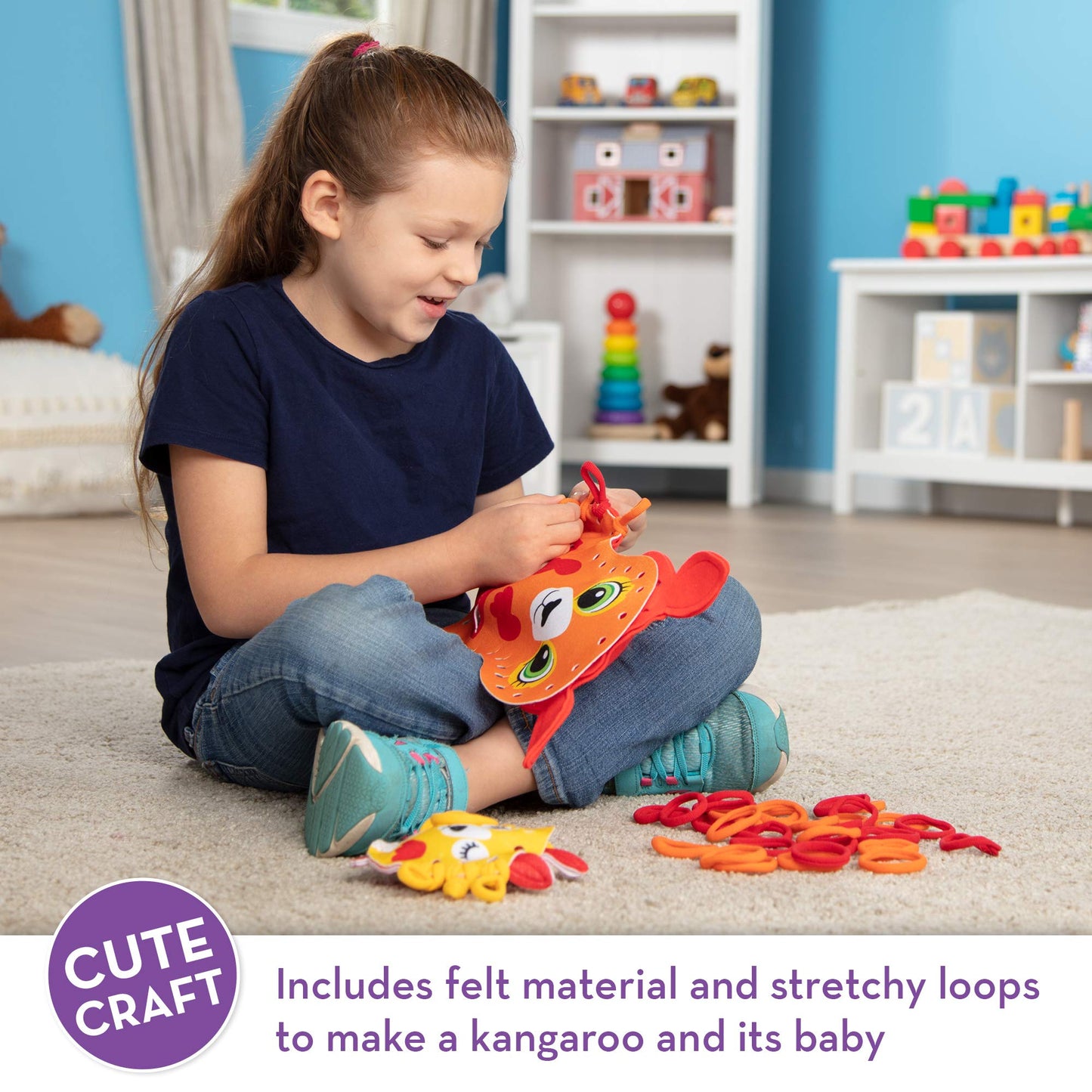 Melissa & Doug Loop It! Cuddly Kangaroos Beginner Craft Kit - Felt Kangaroo and Baby Joey