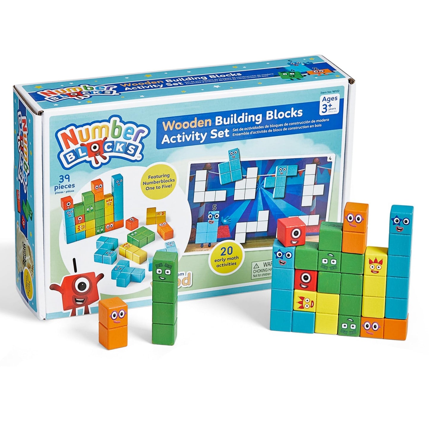 hand2mind Numberblocks Wooden Building Blocks Activity Set, Wood Stacking Toy, Counting Blocks, Numbers for Toddlers, Math Games, Preschool Learning