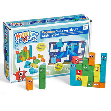 hand2mind Numberblocks Wooden Building Blocks Activity Set, Wood Stacking Toy, Counting Blocks, Numbers for Toddlers, Math Games, Preschool Learning