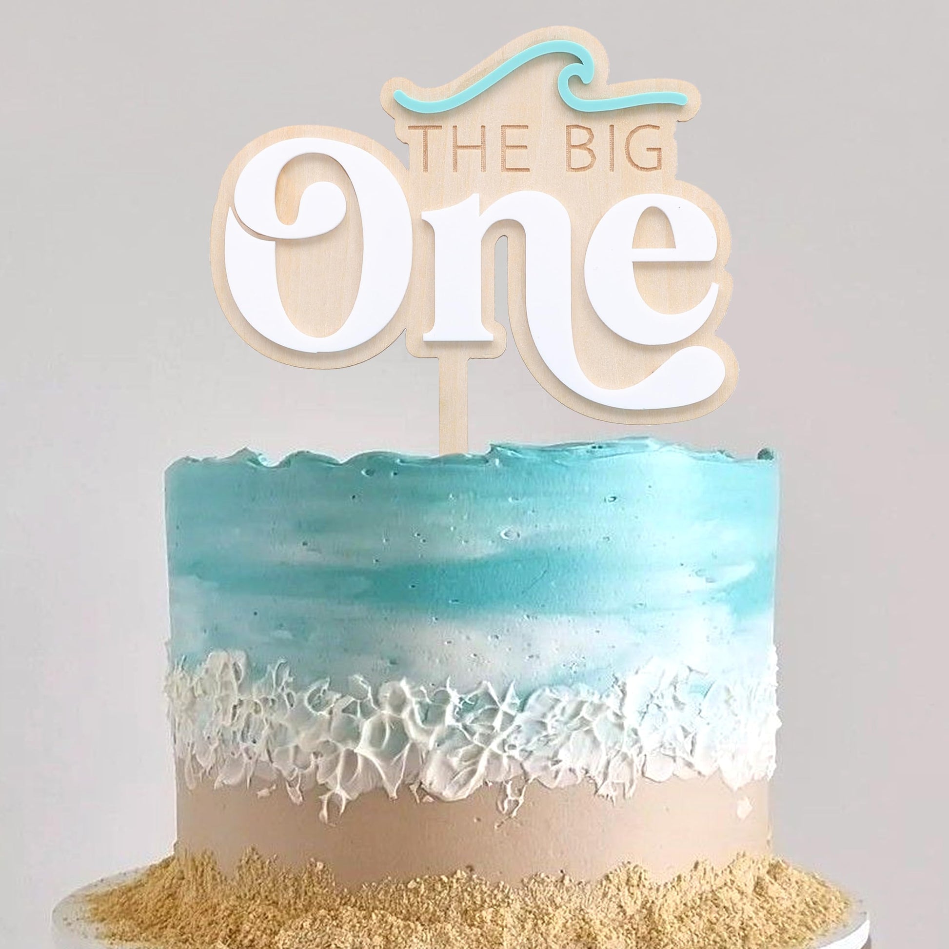 The Big One First Birthday Cake Topper - 1st Birthday Ocean Surf Theme,The Big One Wave Themed Cake Topper,Summer Cake Decorations (surf one)