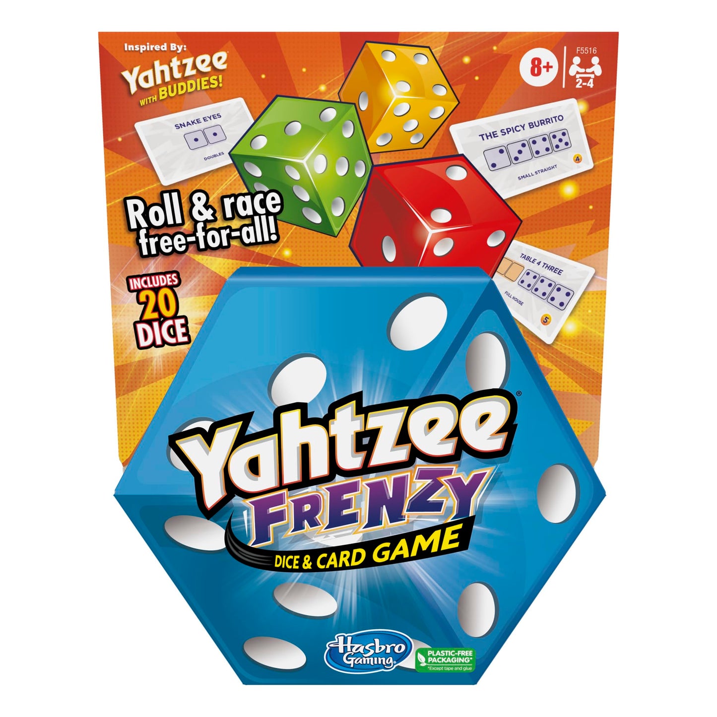 Hasbro Gaming Yahtzee Frenzy Dice & Card Game, Fast-Paced Dice Game, Card Games for Families and Kids, Easy to Learn Family Games, for 2 to 4 Players