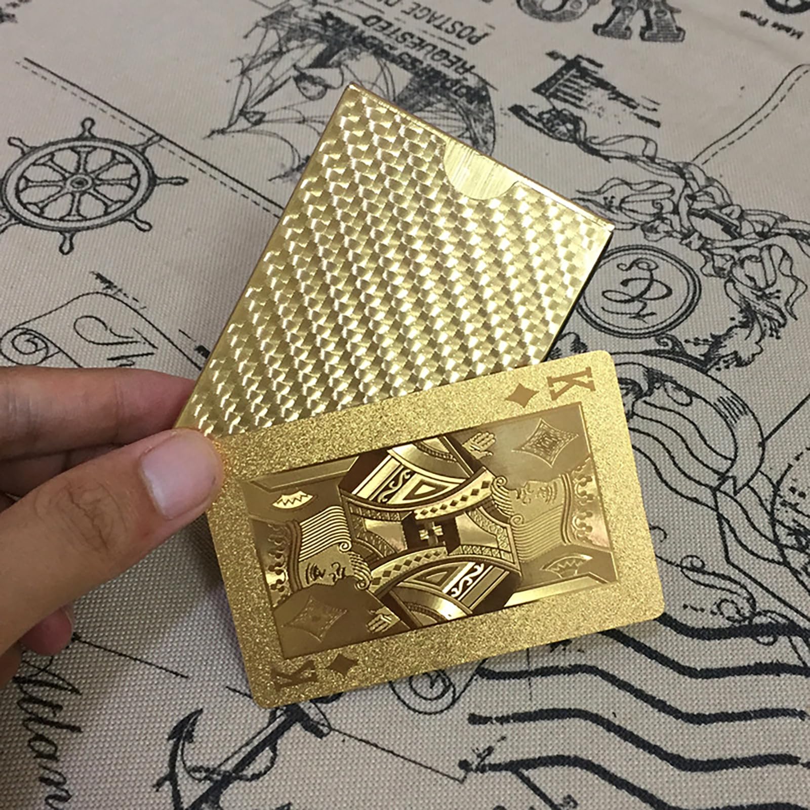 SFALCI 1pc Waterproof Plastic Poker Playing Cards PET Table Games Halloween/Thanksgiving Day (Solid Gold Tone)