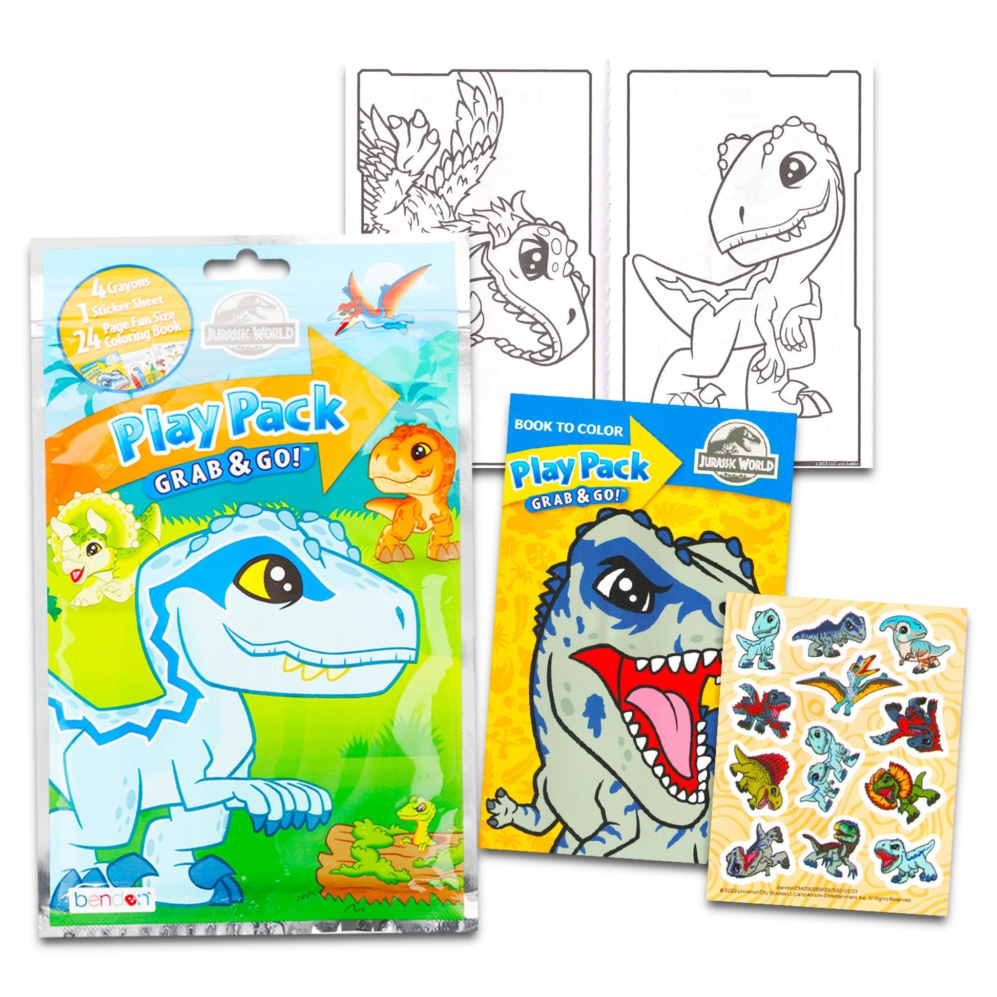 Jurassic World Coloring Book Set with Stickers and Posters (3 Books)