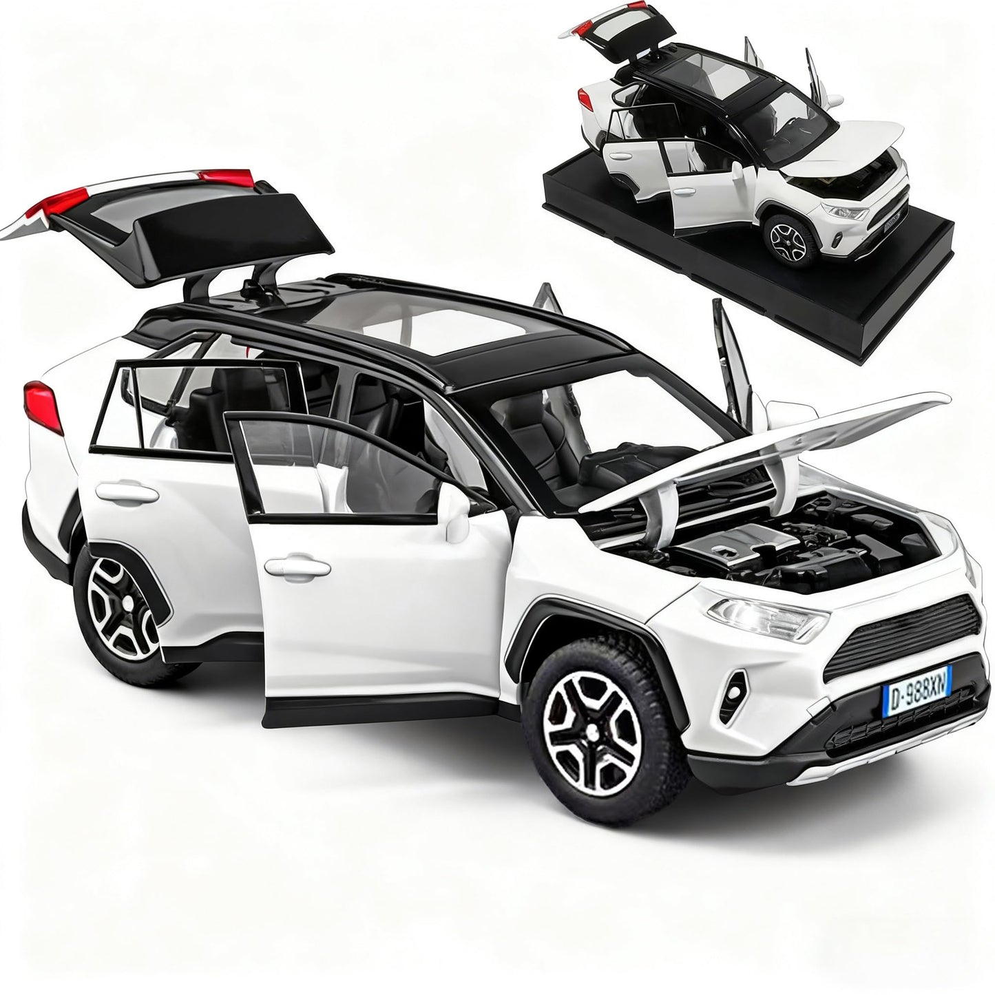 ERBADIHAGO Model Car 1/32 Toy Car Alloy Diecast Collectible Model with Light and Sound Toy Vehicle for Boys Kids Toddler Gift White Car