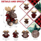 DolliBu Soft Brownish Sitting Moose Stuffed Animal with Plaid Red Hoodie Sweater and Personalization - Moose Plush Lumberjack Stuffed Toy with Plaid