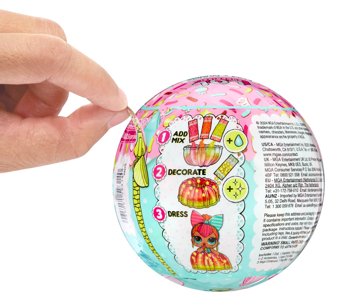 LOL Surprise Mix & Make Birthday Cake Tots with Collectible Doll, DIY Cake Dress, Cake Making and Decorating, Ingredients and Glitter Sprinkles, Cake
