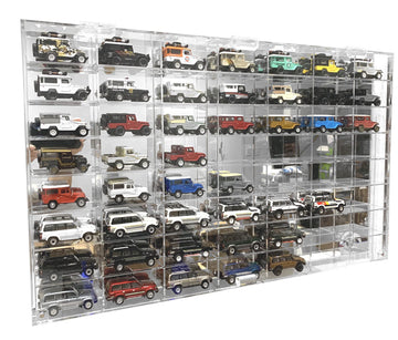 Clear Display Case Wall Cabinet for Hot Small Toy Wheels 1/64 Scale Matchbox Toy Cars Collection Storage Display (56 Slots, 24" X 14")
