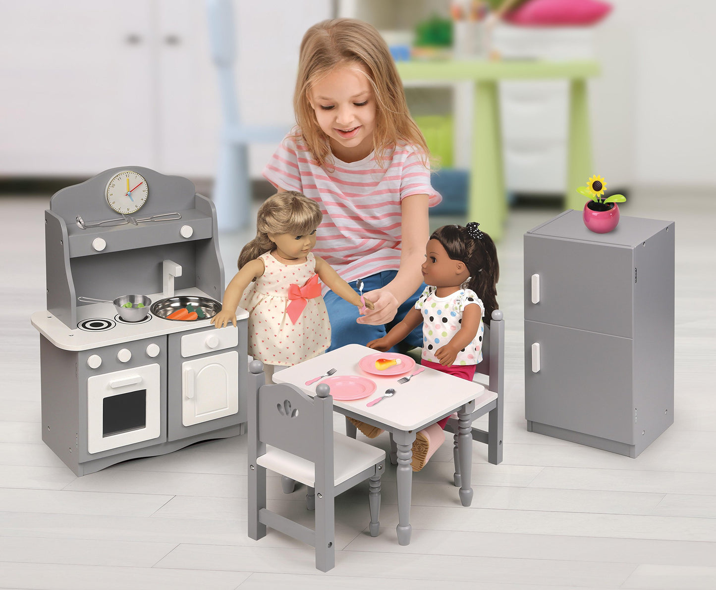 Badger Basket Doll Kitchen Furniture Set for 18-Inch Dolls - Complete Play Kitchen - Ideal for Creative & Imaginative Play