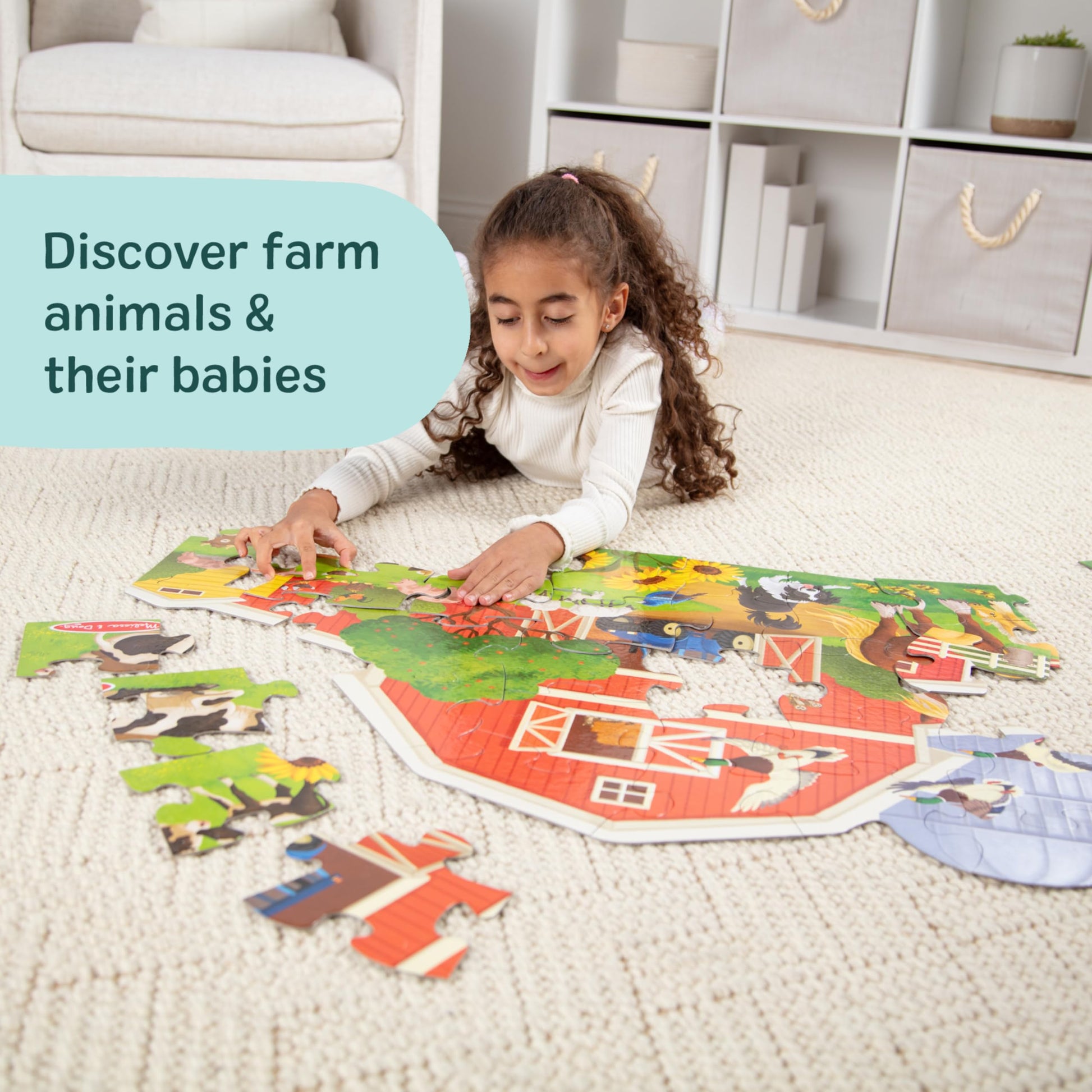 Melissa & Doug Busy Barn Shaped Jumbo Floor Puzzle 32-Piece Farm Toy