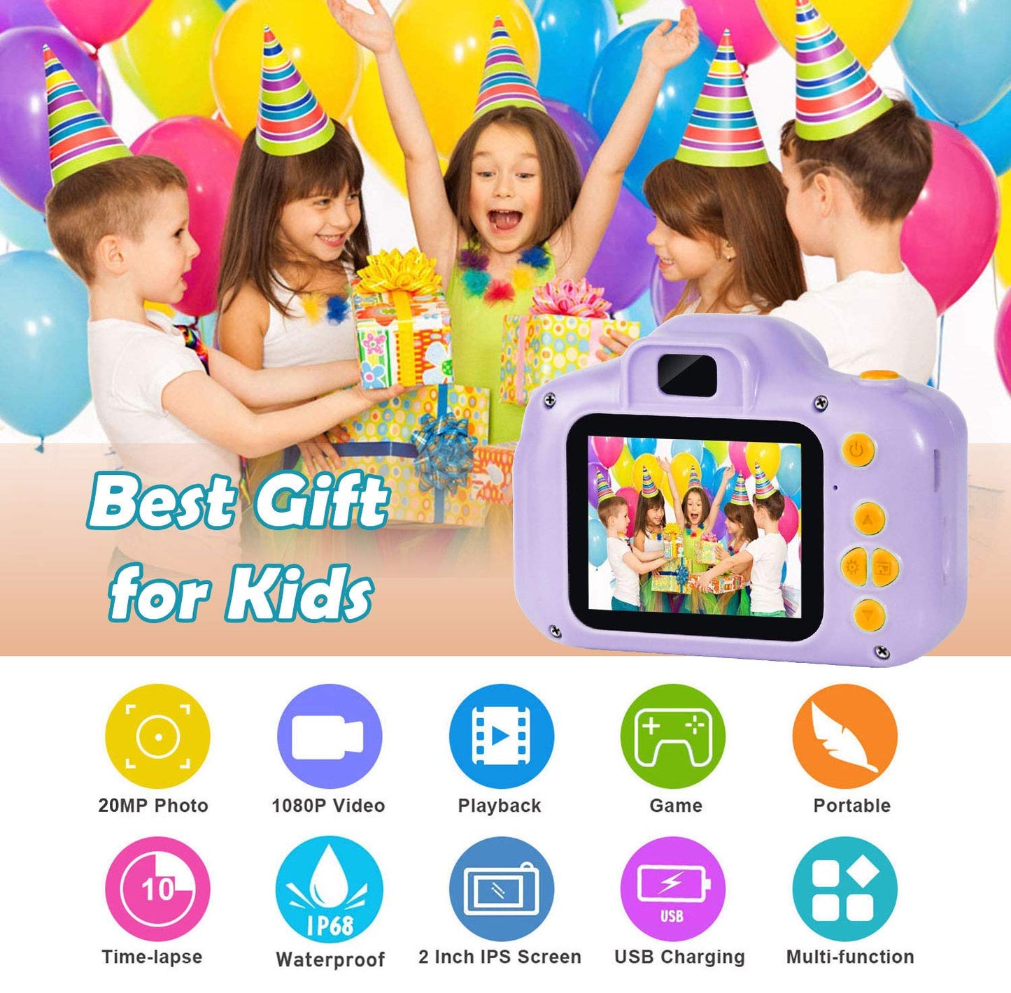 Agoigo Kids Waterproof Camera - Children Underwater HD Video Digital Camcorder, Portable Travel Toy for Toddler - Ideal Christmas Birthday Gifts for