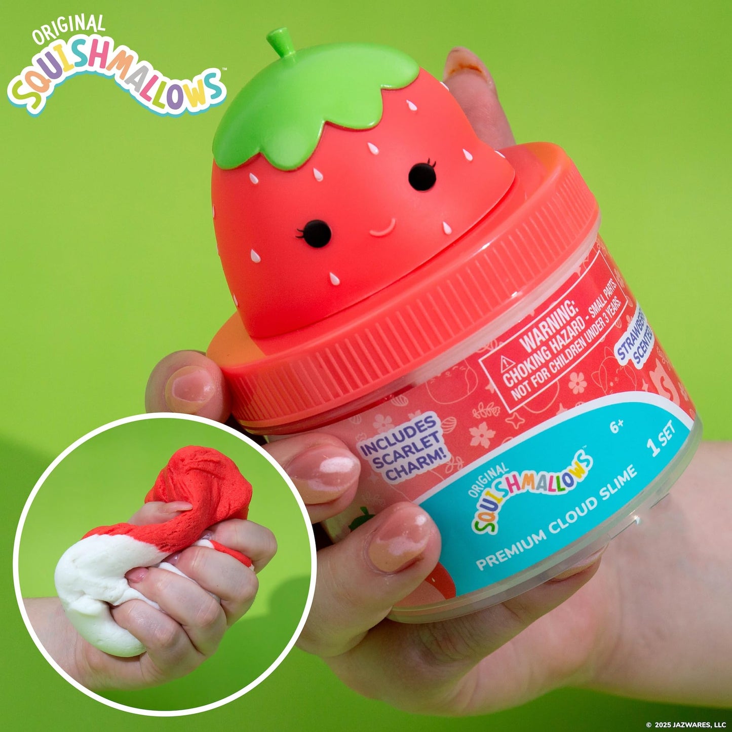 Original Squishmallows Scented Slime Jar, Strawberry, Scarlet