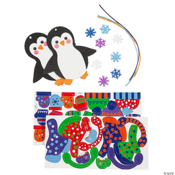Fun Express Penguin Foam Christmas Ornaments Crafts for Kids - Makes 12 - DIY Activities