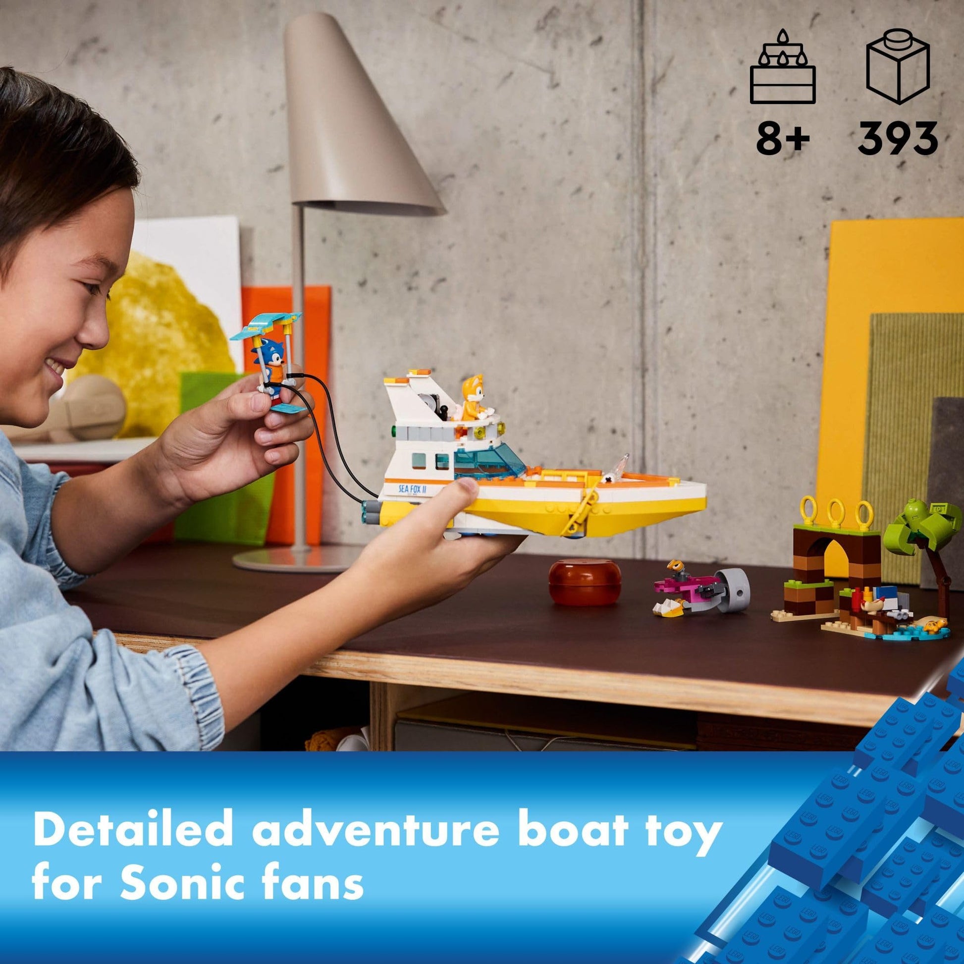 LEGO Sonic The Hedgehog: Tails’ Adventure Boat Interactive Toy Building Set, Video Game Toy with Sonic Characters and Water Skis, Gamer Gift for Boys