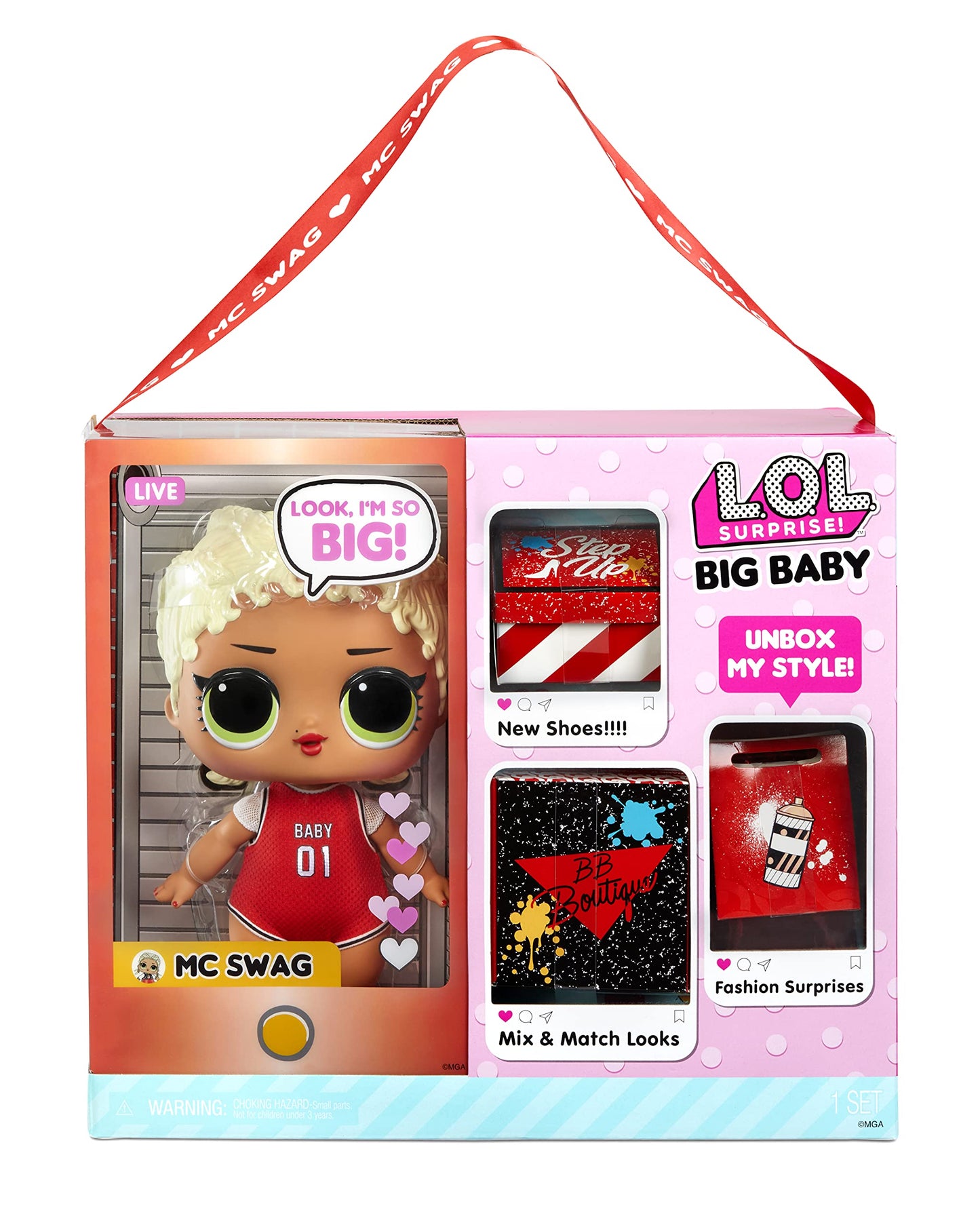 L.O.L. Surprise! Big Baby MC Swag - 11" Large ,Doll with Colorful, Mix & Match Fashion Accessories, Wear and Share Earrings, Collectible Gift for