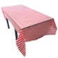 Oojami Pack of 4 Red & White Striped Tablecloths - 54" x 108" - Premium, Reusable, Waterproof Plastic for Parties, Picnics & Events