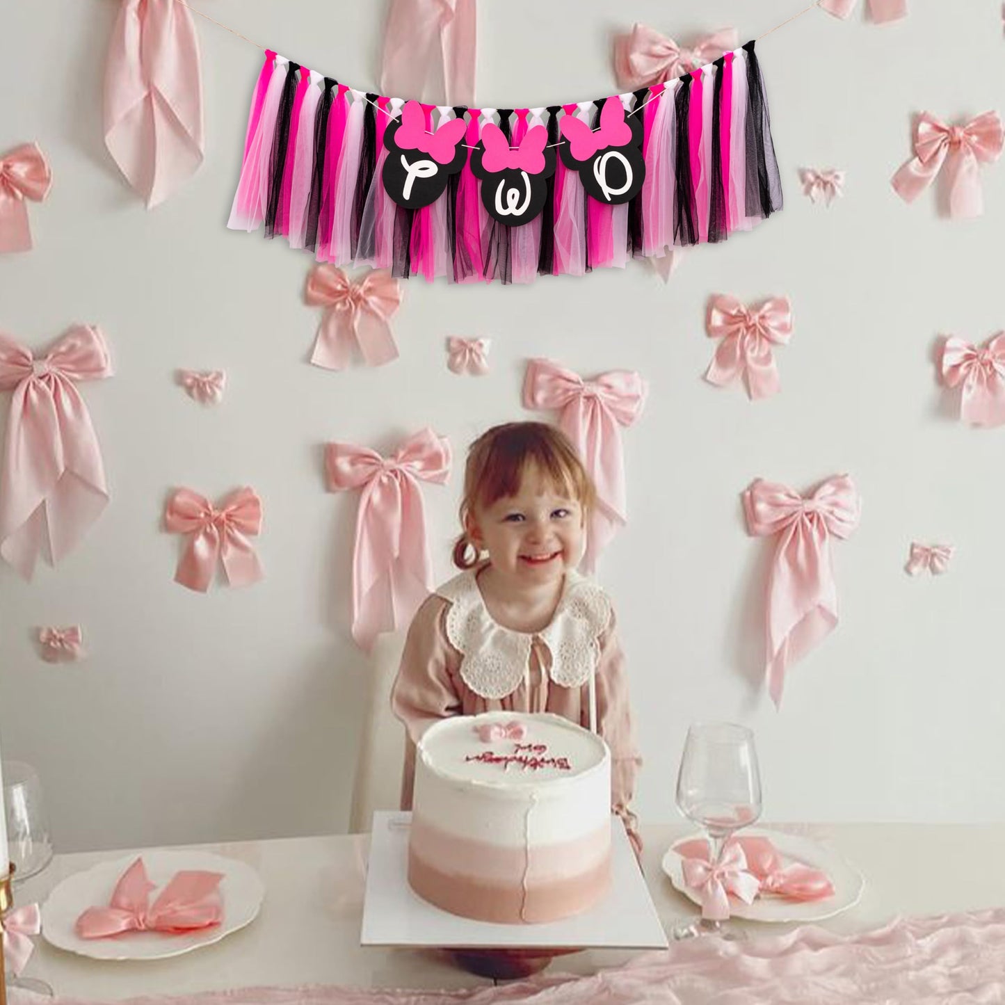GIOGUK Mouse 2nd Birthday High Chair Banner Oh Twodles Party Decor Banner