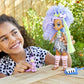 Mattel Cave Club Bashley Doll (8 10-inch, Lavender Hair) Poseable Prehistoric Fashion Doll with Dinosaur Pet and Accessories, Gift for 4 Year Olds and