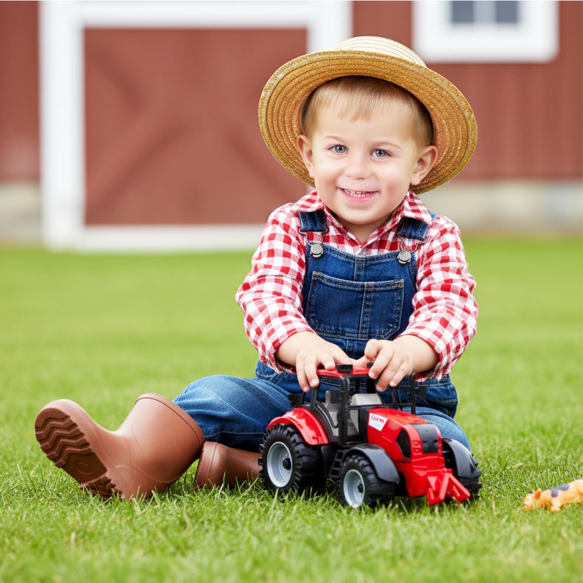 Toyland? Friction Powered Farm Tractor with Opening Bonnet - Available in Pink, Blue, Red & Green (RED)