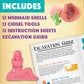 MindWare Dig It Up! Discoveries Mermaids - Dig Kits for Kids with 12 Sea Shells, Each with a Mermaid Toy Inside, 12 Chiseling Tools and Instructions