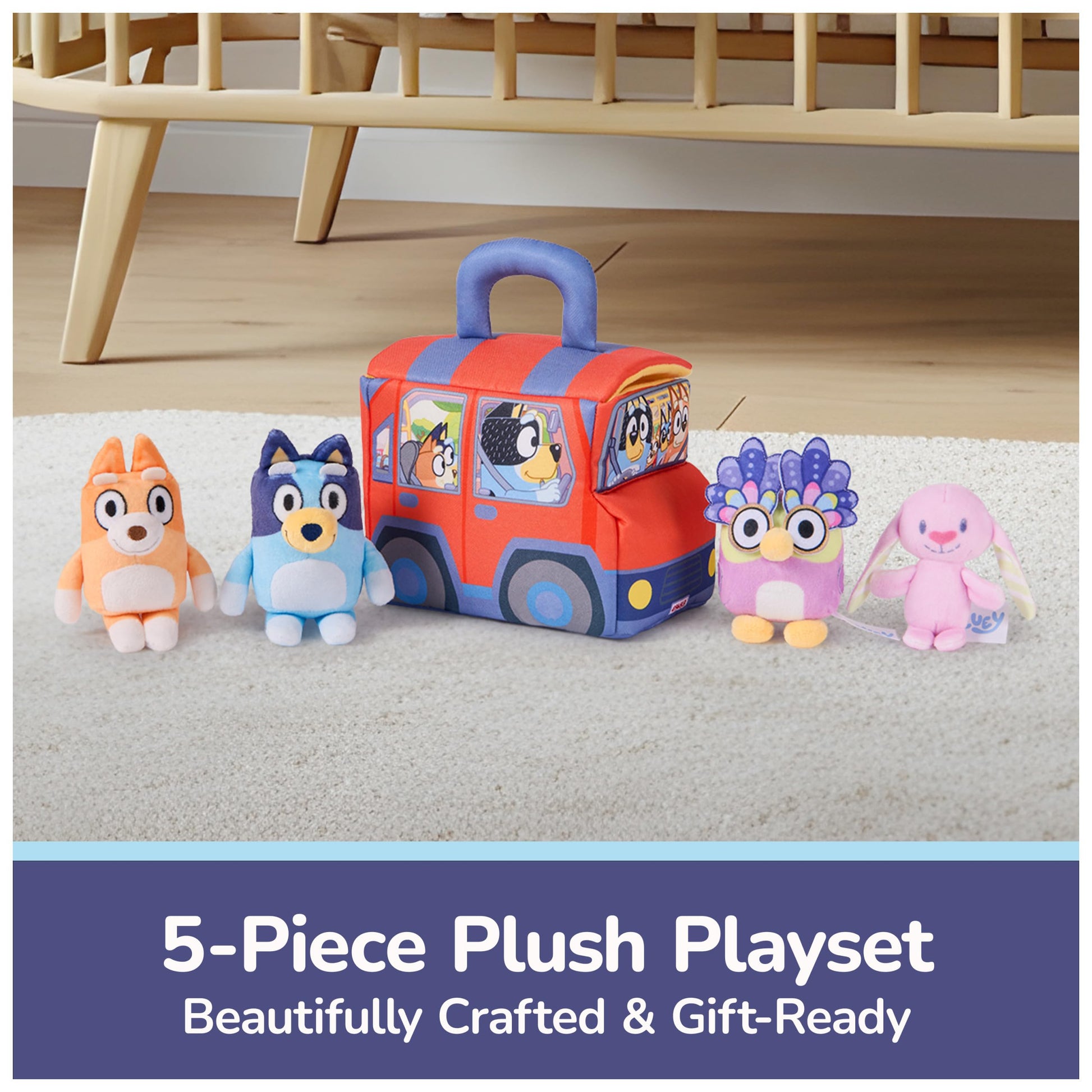 GUND Bluey 5-Piece Sensory Plush Toy Playset for Babies and Toddlers
