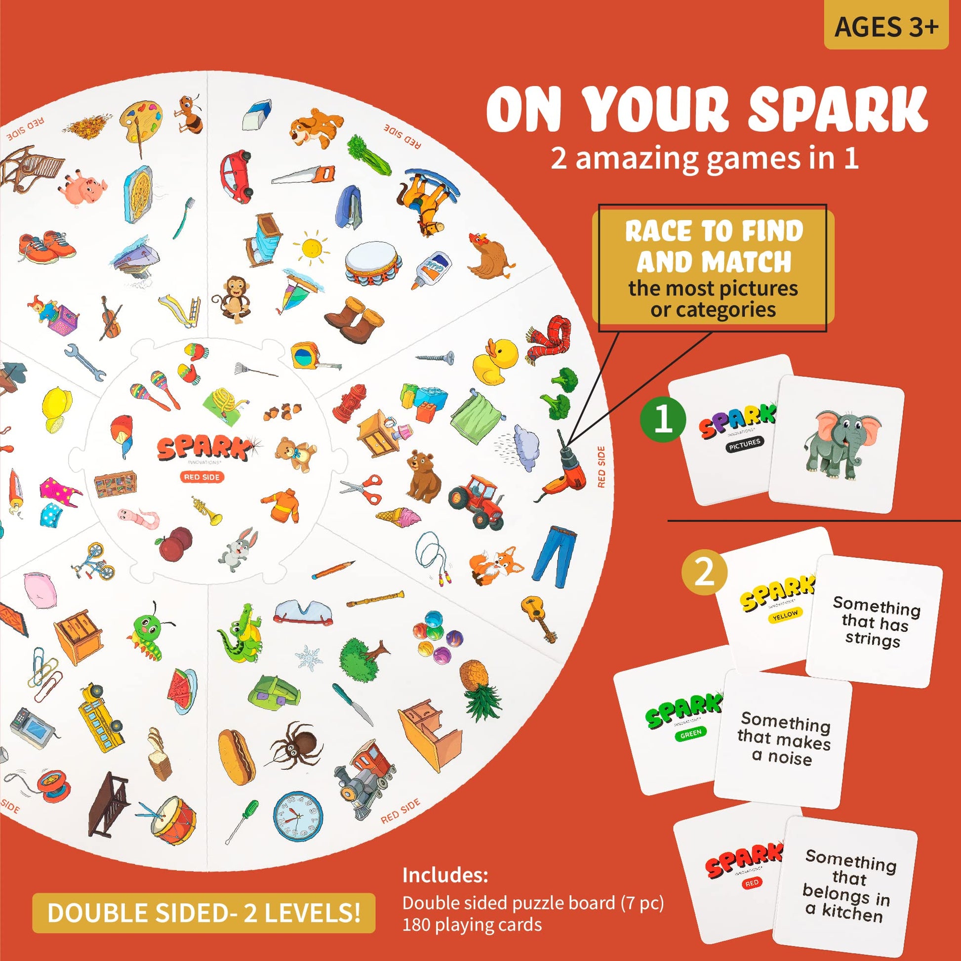 Matching Game Preschool Board Games for Kids 2-in-1 Picture Cards, Match and Category Games, Speech Therapy Materials, Educational Games for Kids 3