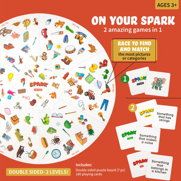 Matching Game Preschool Board Games for Kids 2-in-1 Picture Cards, Match and Category Games, Speech Therapy Materials, Educational Games for Kids 3