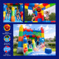 HeroKiddo 12ft Block Party Inflatable Bounce House Dual Lane Slide with Blower