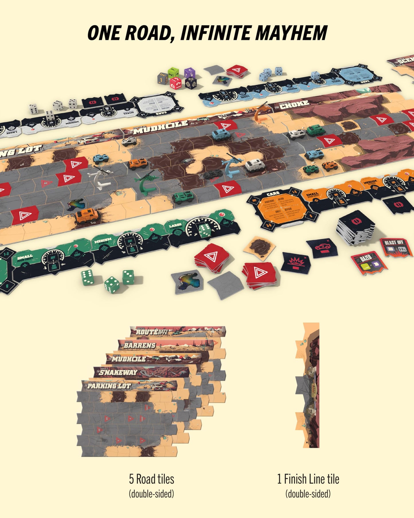 Restoration Games Thunder Road Vendetta - Racing and Strategy Board Game for Adults - Post-Apocalyptic Demolition Derby Racing Game - 2-4 Players