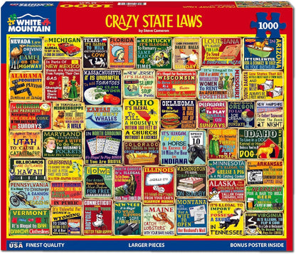 White Mountain 1000 Piece Jigsaw Puzzle Funny Rules, Crazy State Laws