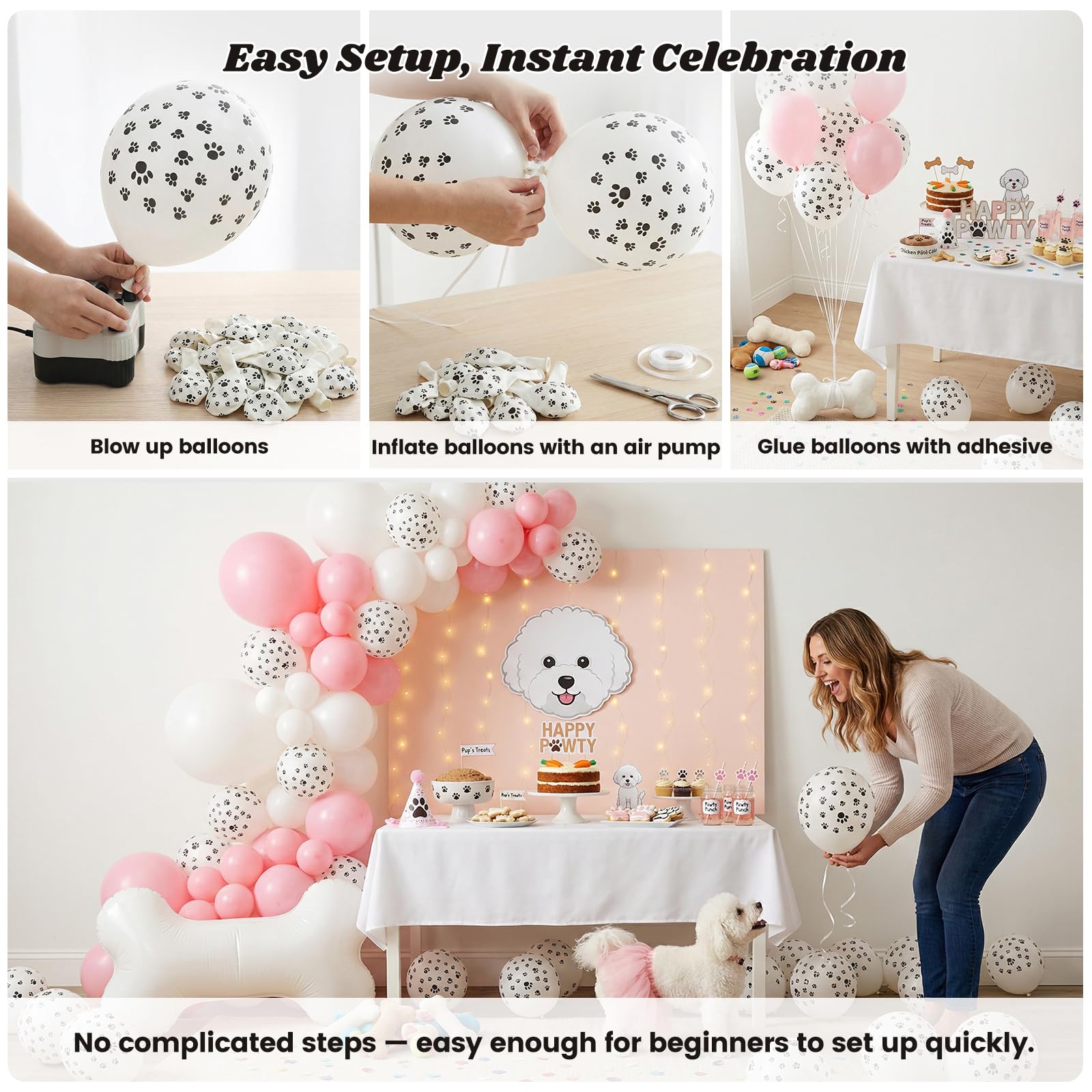 KOOGEL 100 PCS 12 Inch Dog Paw Print Balloons for Pet Party Decorations