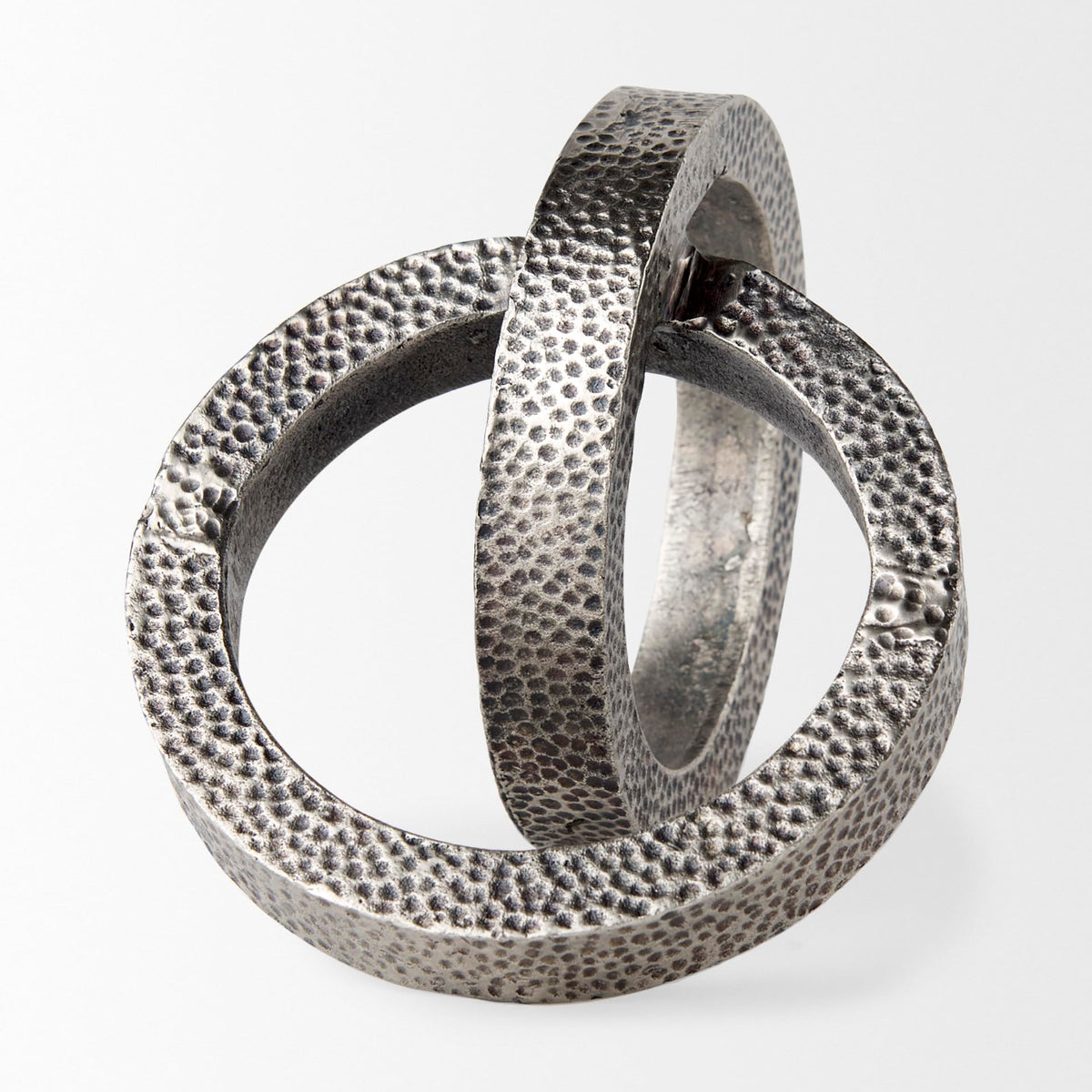 Mercana Rafiki Two Blackened Silver Hammered Finish Metal Conjoined Circles