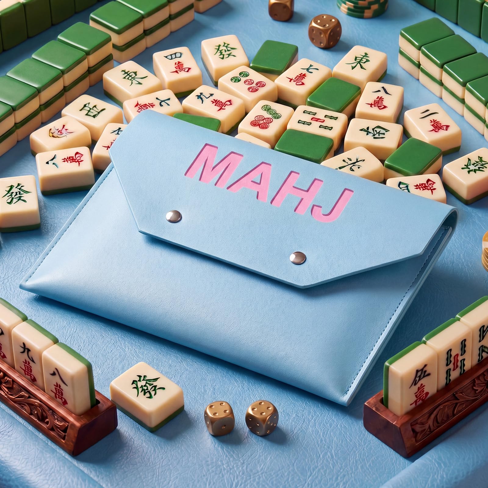 Eccentfit Leather Mahjong Card Clutch Holder Pouchwith 4 Mahjong Card Finder Mahjong Accessory Set Case for NMJL Rule Cards & Game Night Hostess Gifts